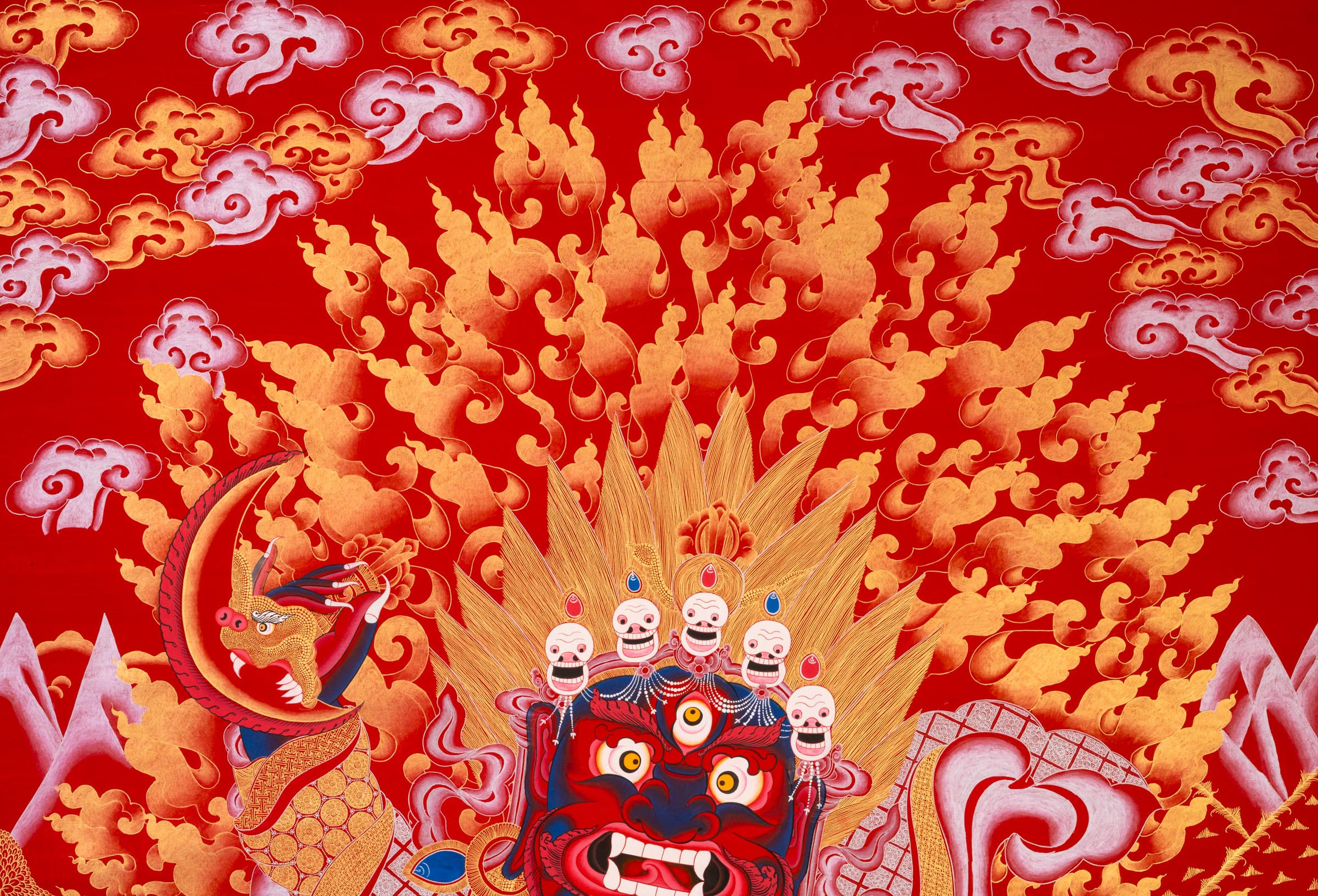 Hand-Painted Wrathful Mahakala Thangka Painting