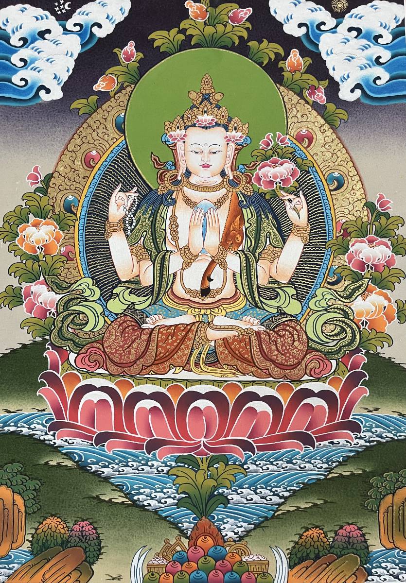 Chengresi Thangka painting- Compassion Boddhisattva
