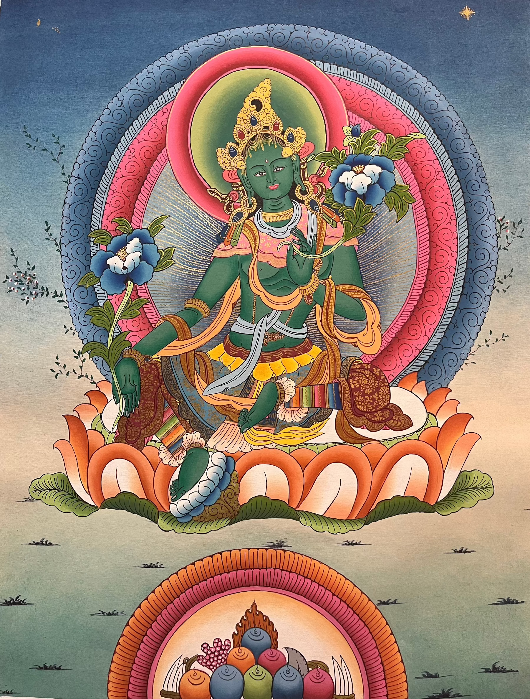 Green Tara Thangka Paintings for Spirituality and Home Decor