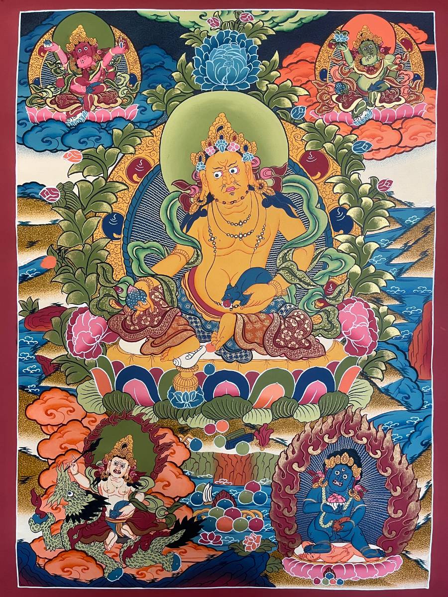 Fortune Yellow Zambala Thangka Painting - Wealth deity