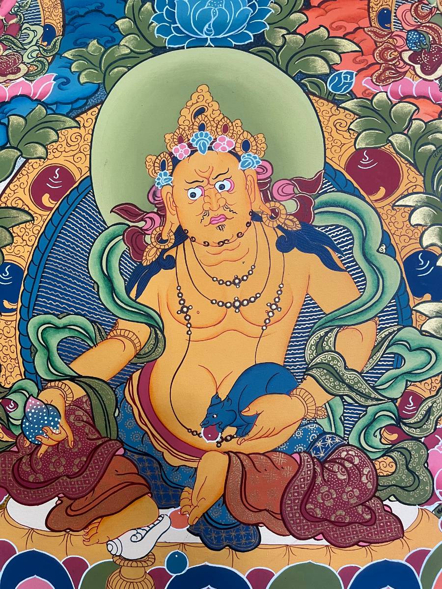 Zambala Thangka Painting - Wealth Fortune Yellow Zambala deity