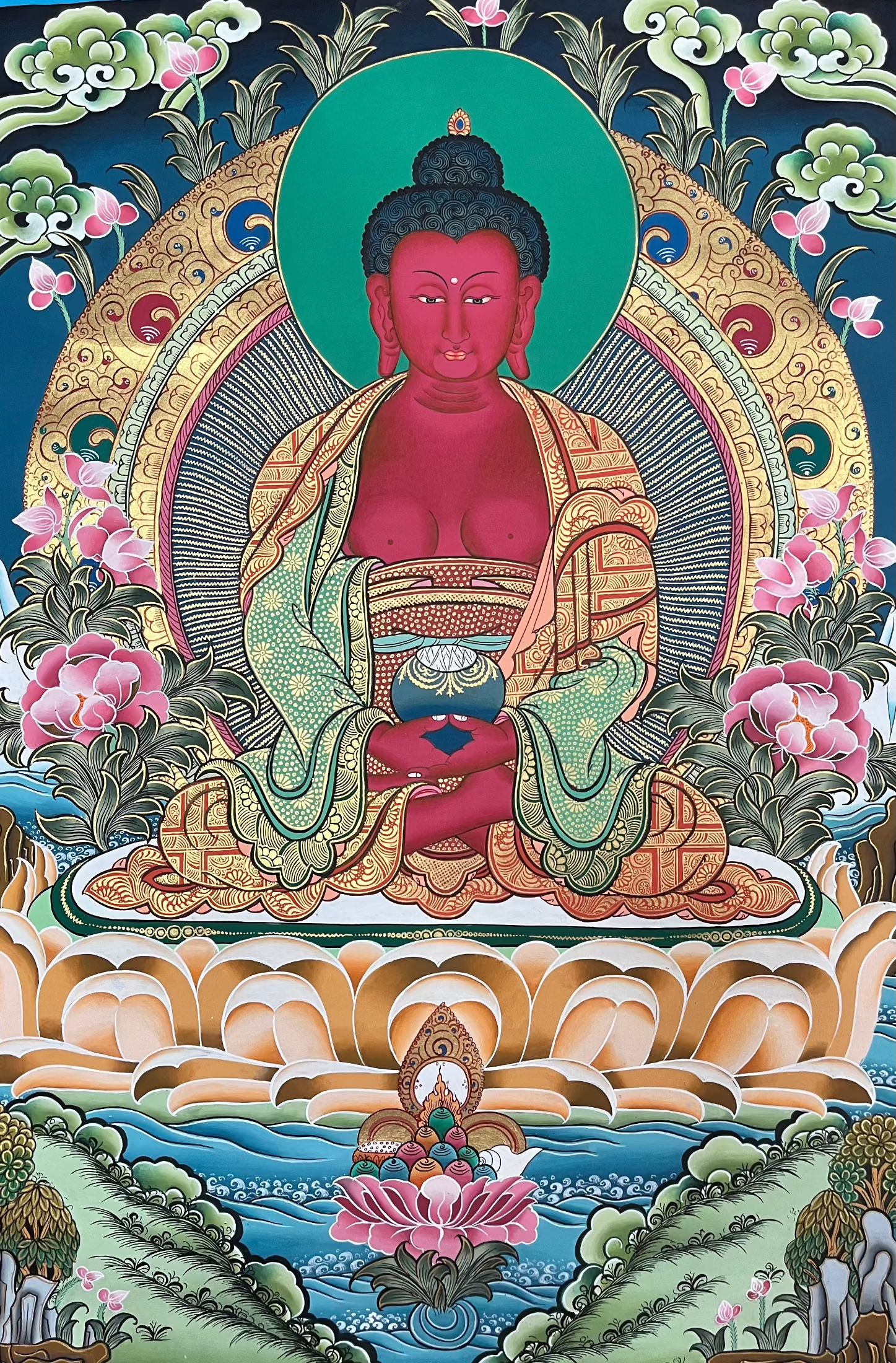 Amitabha Buddha Thangka - Buddhist Painting
