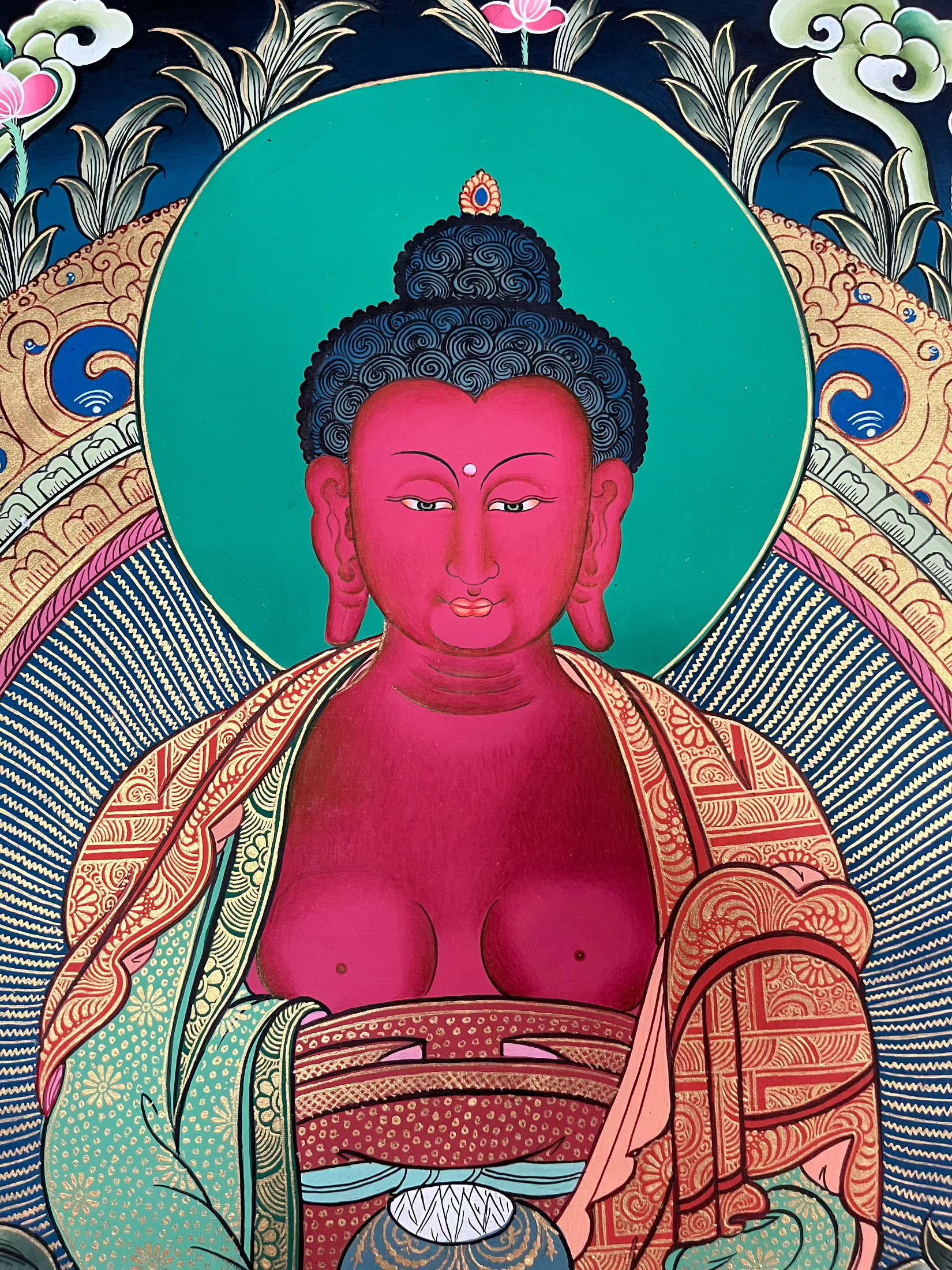 Amitabha Buddha Thangka - Handpainted Art