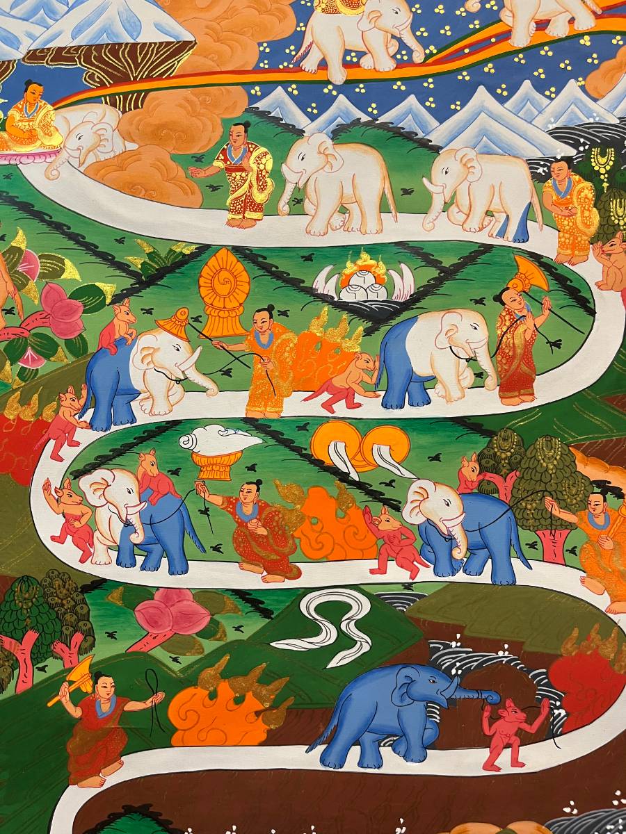 Way to Heaven Thangka for wall hanging decor. Samantha meditation practice