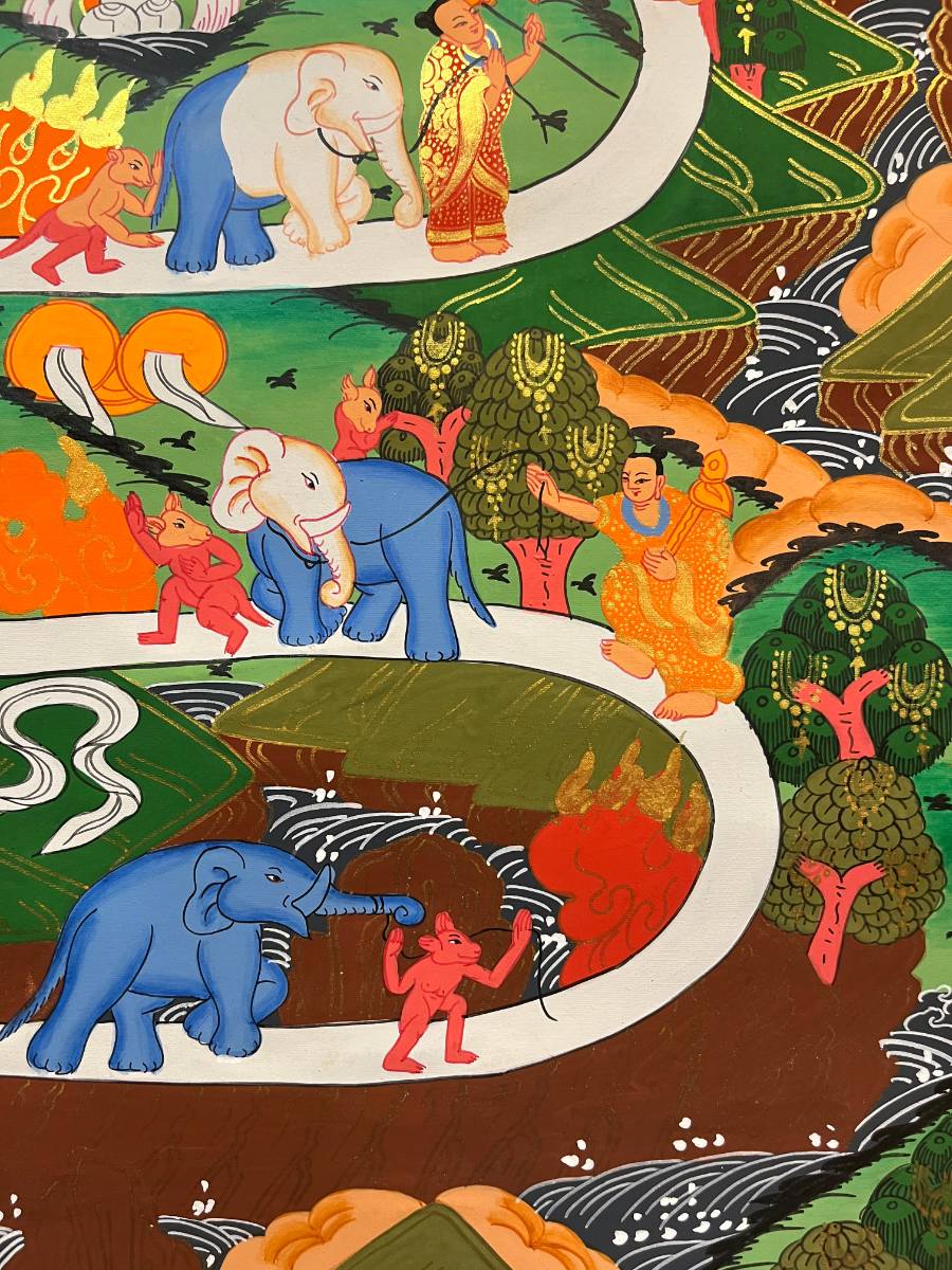 Way to Heaven Thangka for wall hanging decor. Samantha meditation practice