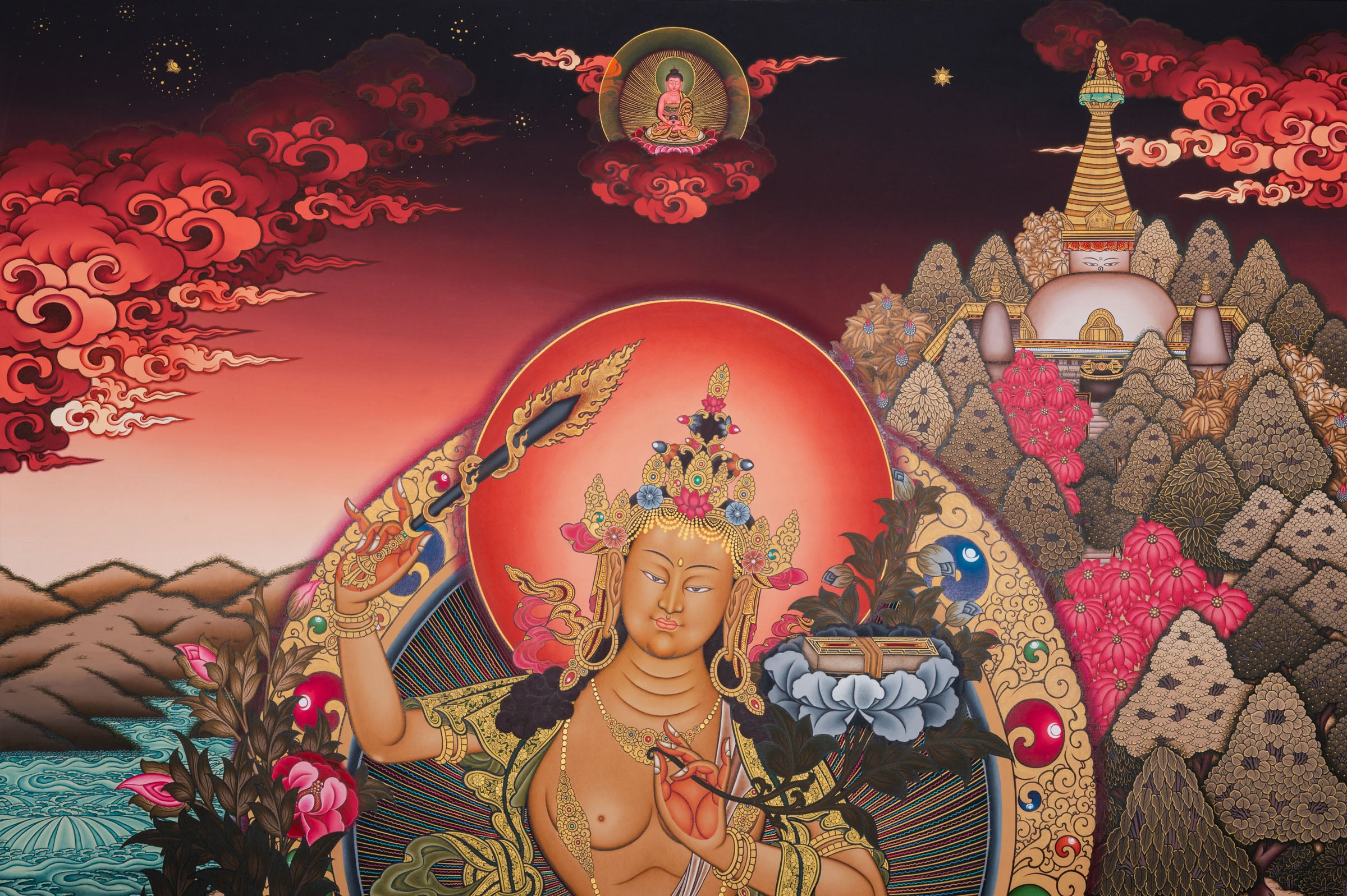 Manjushri Thangka - Tibetan Painting