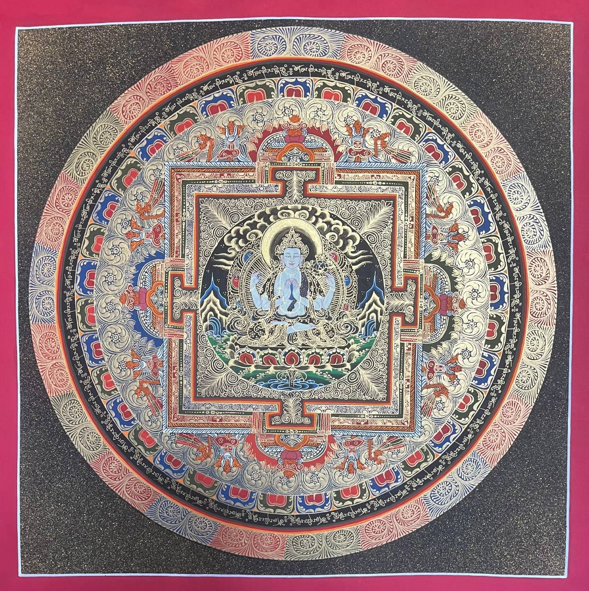 Chengresi Mandala Thangka for wall hanging decor.