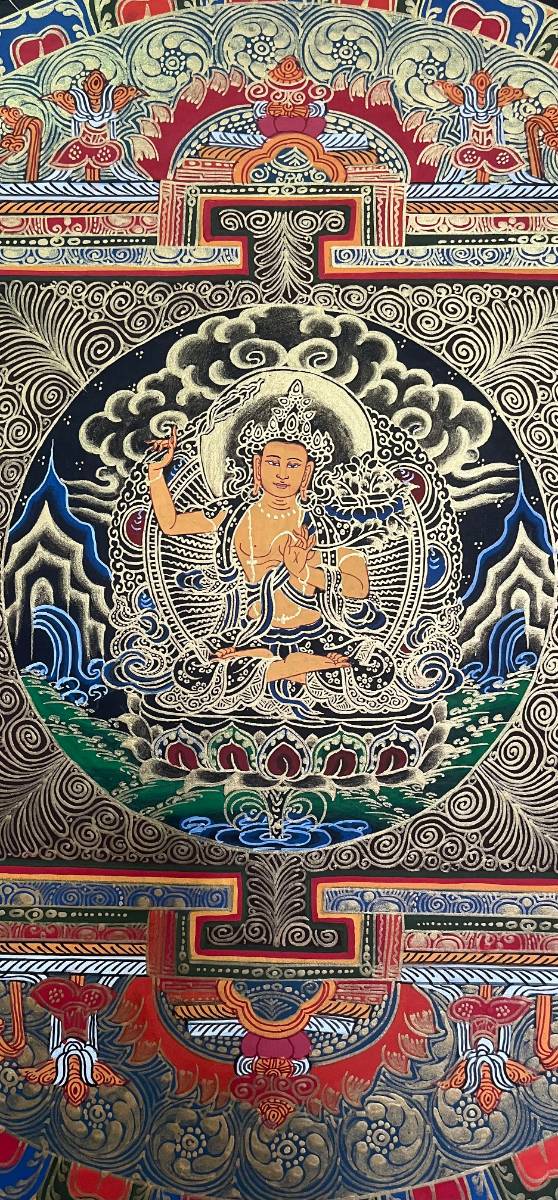 Manjushri Mandala Thangka for wall hanging decor.