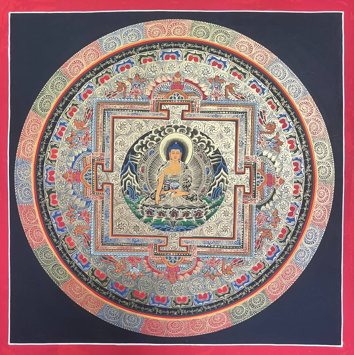 Shakyamuni Round Mandala - Hand painted Thangka