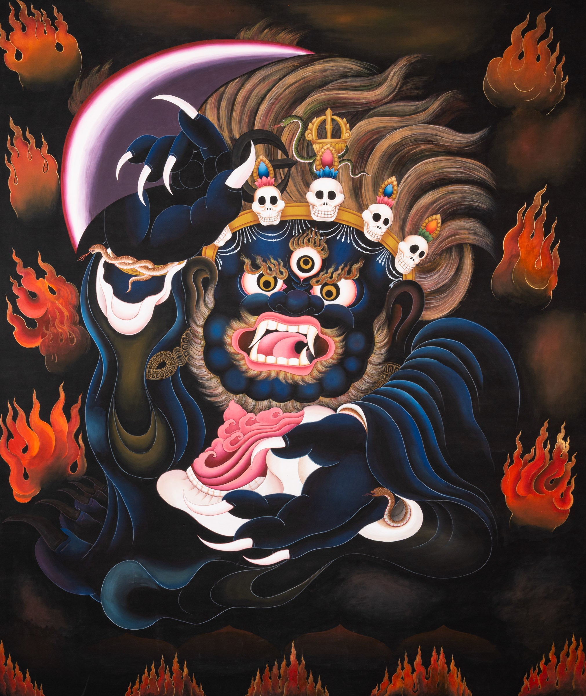 Mahakala Thangka - Hand-Painted Protector Deity