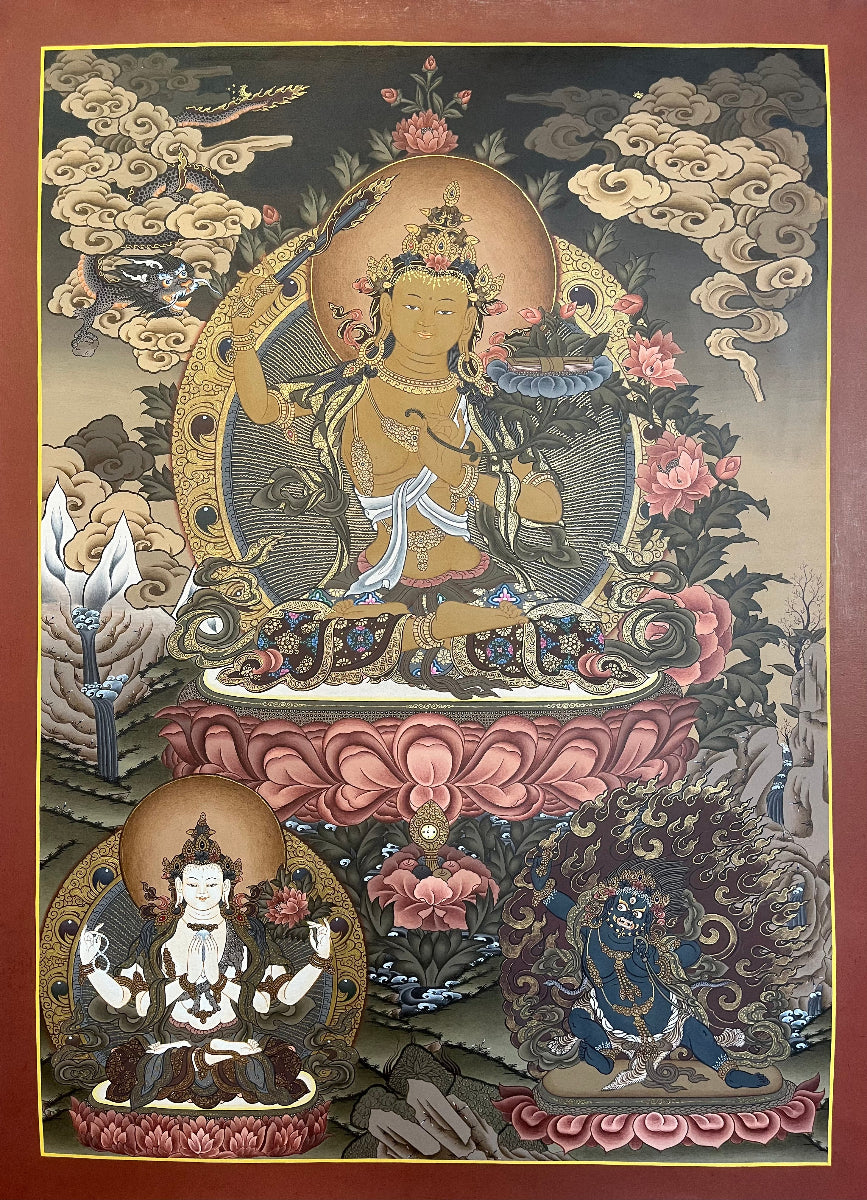 Manjushri Wisdom Thangka Painting for meditation.