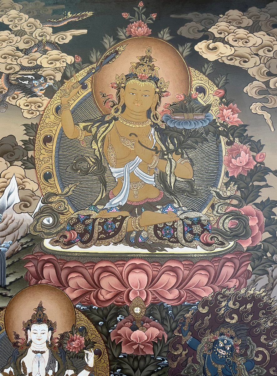 Manjushri Wisdom Thangka Painting for meditation.