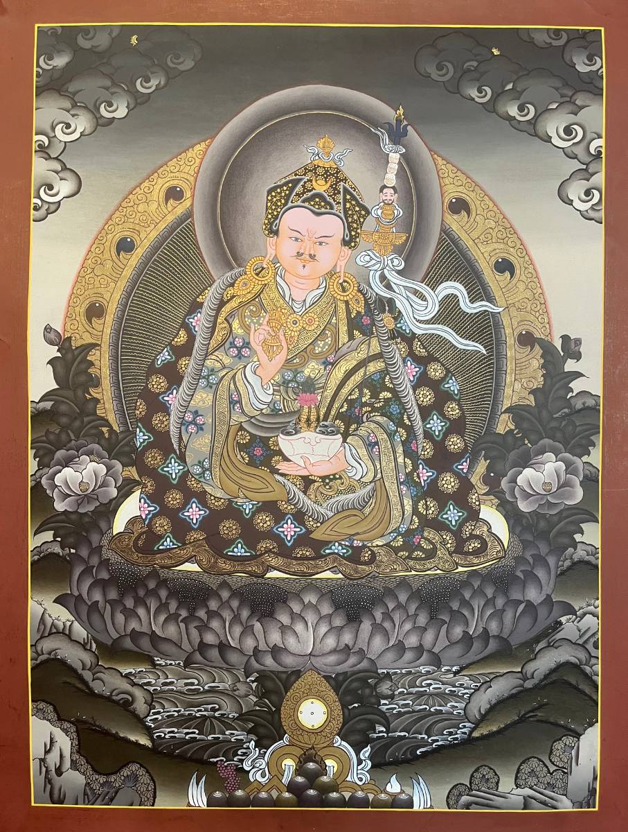 Guru Padmasambhava's Thangka - Handpainted Art