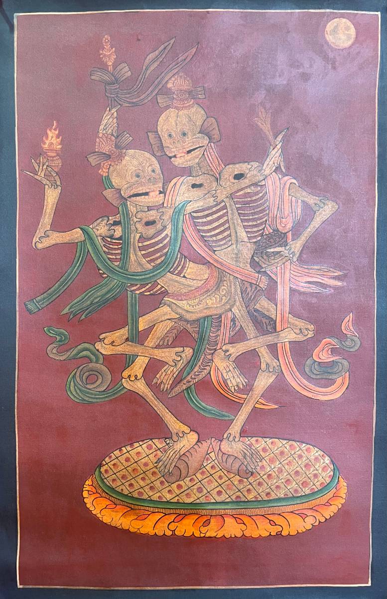 Collection piece Skeleton Dance Thangka - Antique Painting