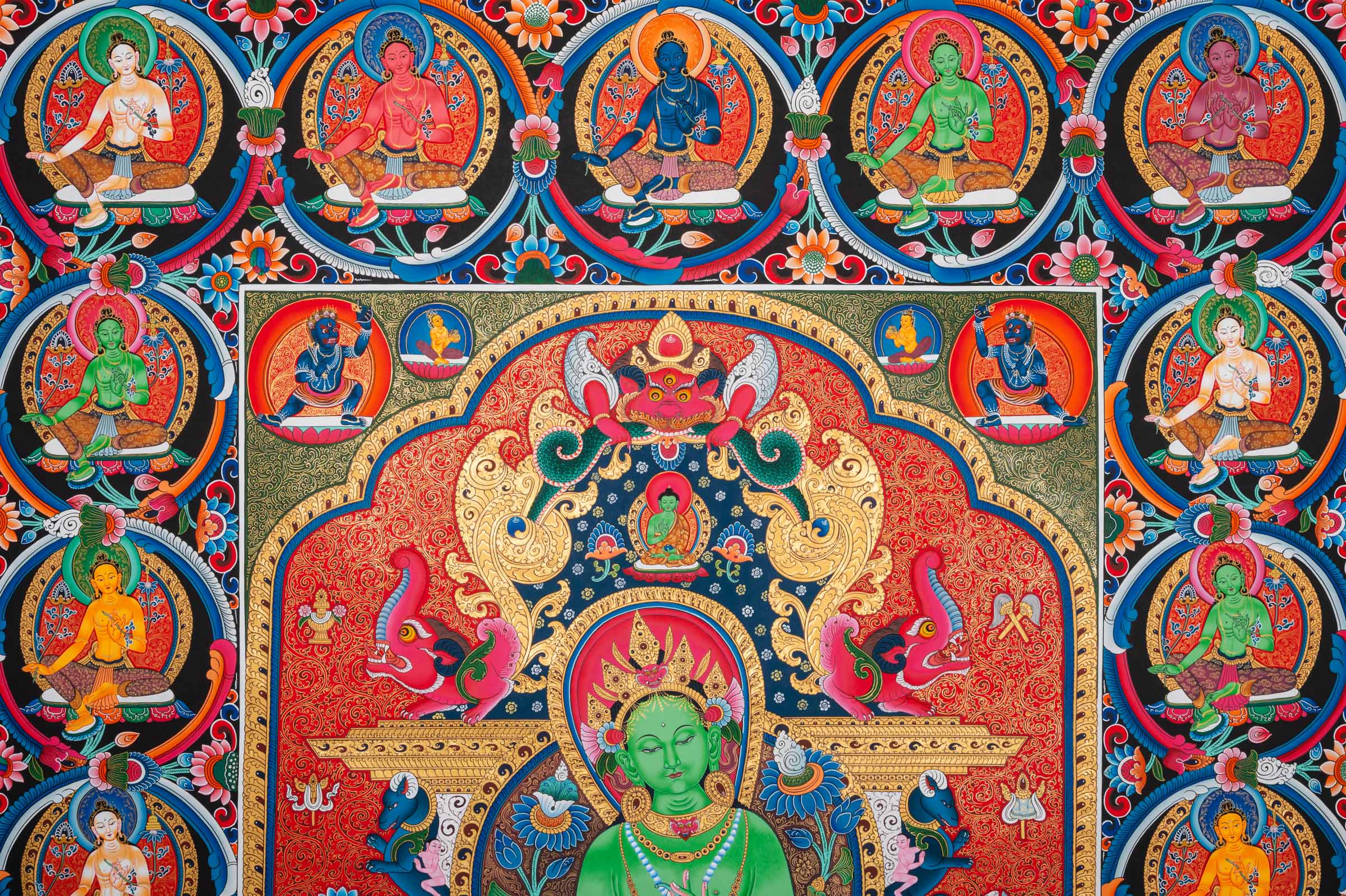 Hand-Painted 21 Tara Thangka - Handpainted Tibetan Art