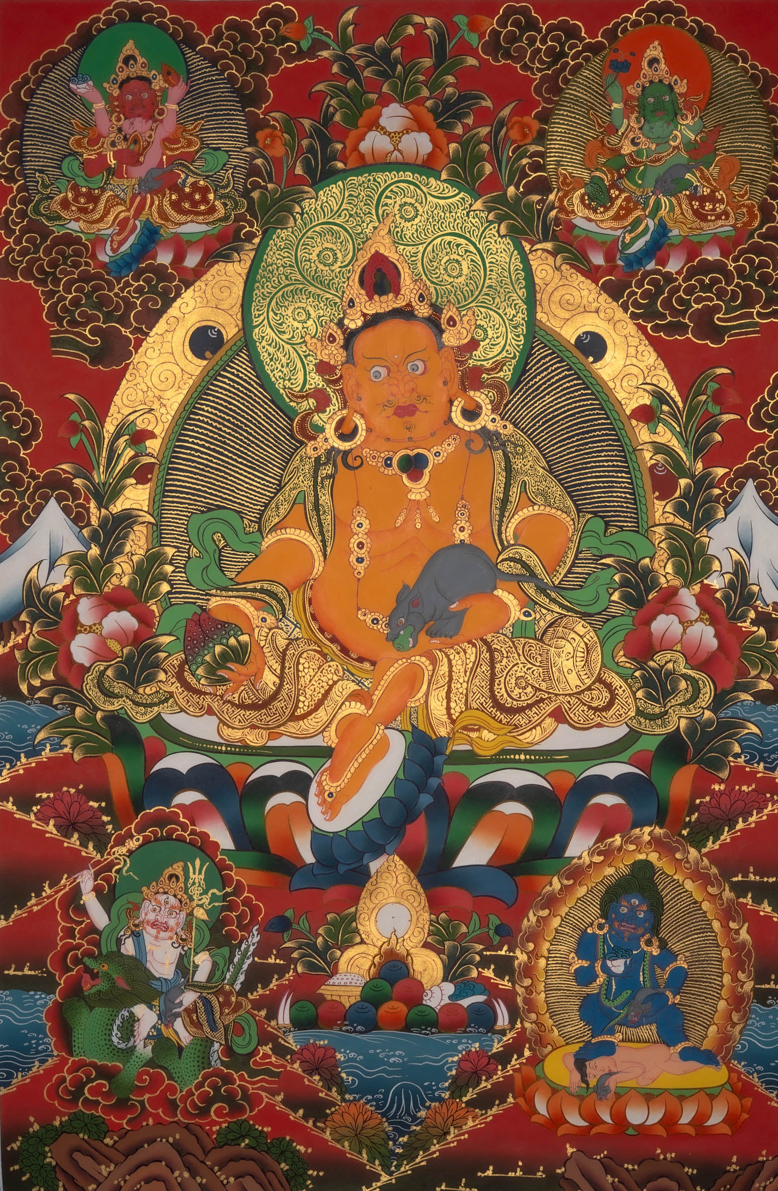 Zambala Deity Thangka Painting -Handpainted Art