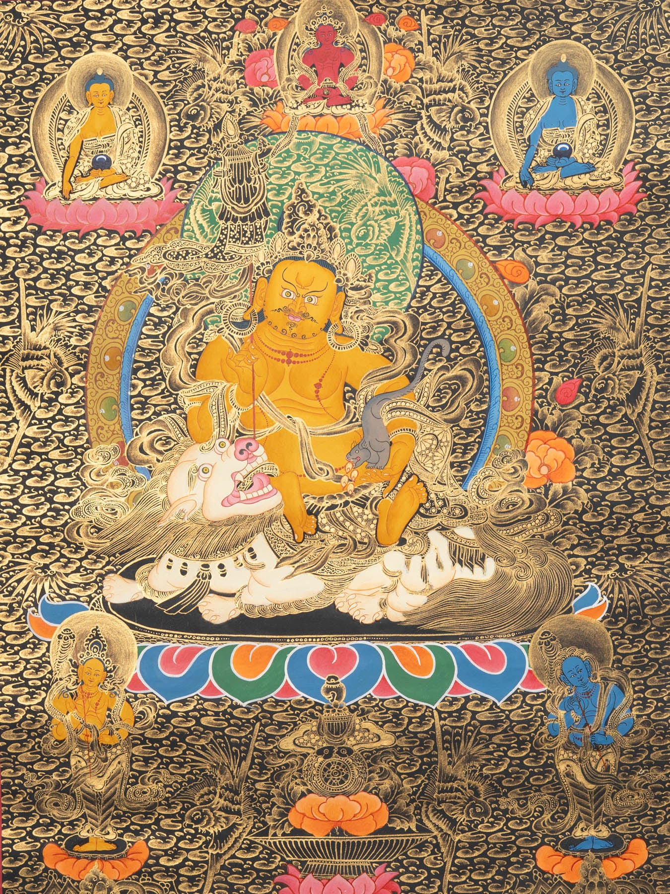 Hand-Painted Zambala Thangka - Tibetan Painting