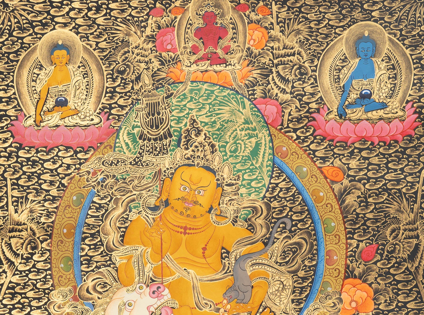 Hand-Painted Zambala Thangka - Tibetan Painting