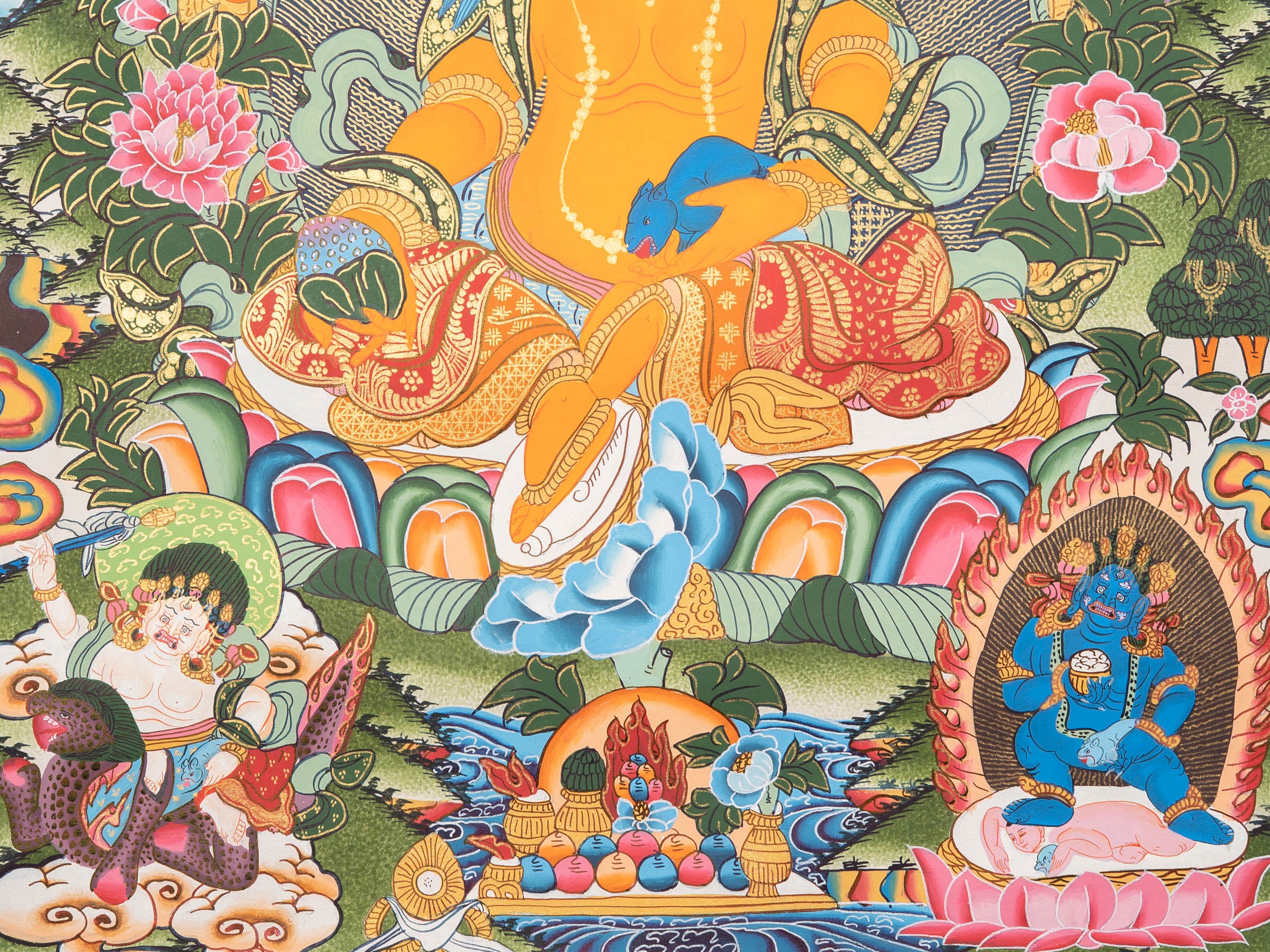 Hand-Painted Zambala Thangka - Handpainted Art