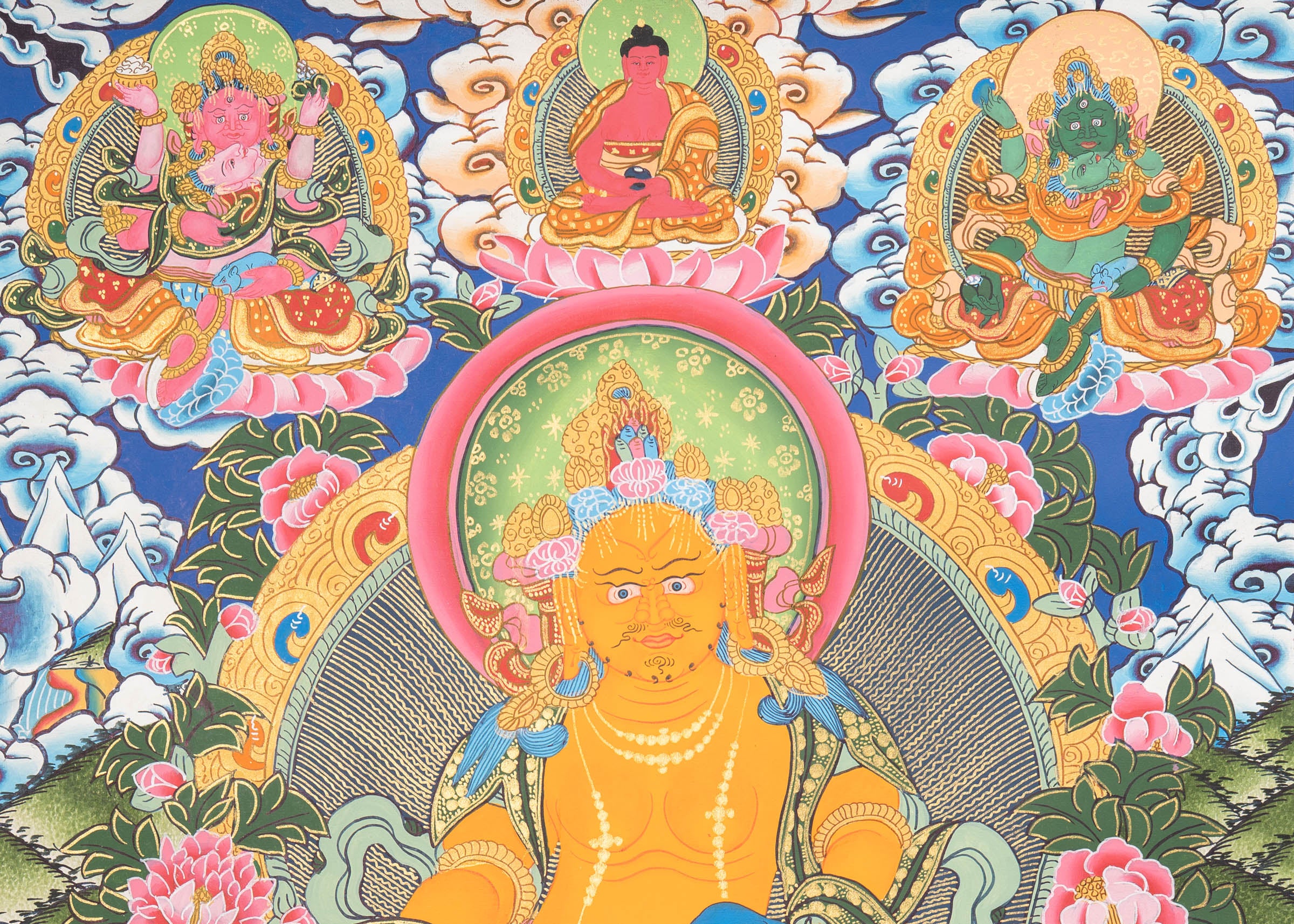 Hand-Painted Zambala Thangka - Handpainted Art
