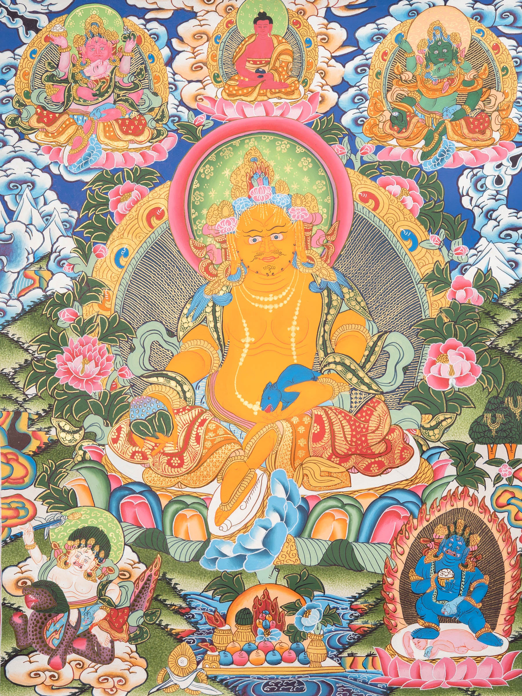 Hand-Painted Zambala Thangka - Handpainted Art