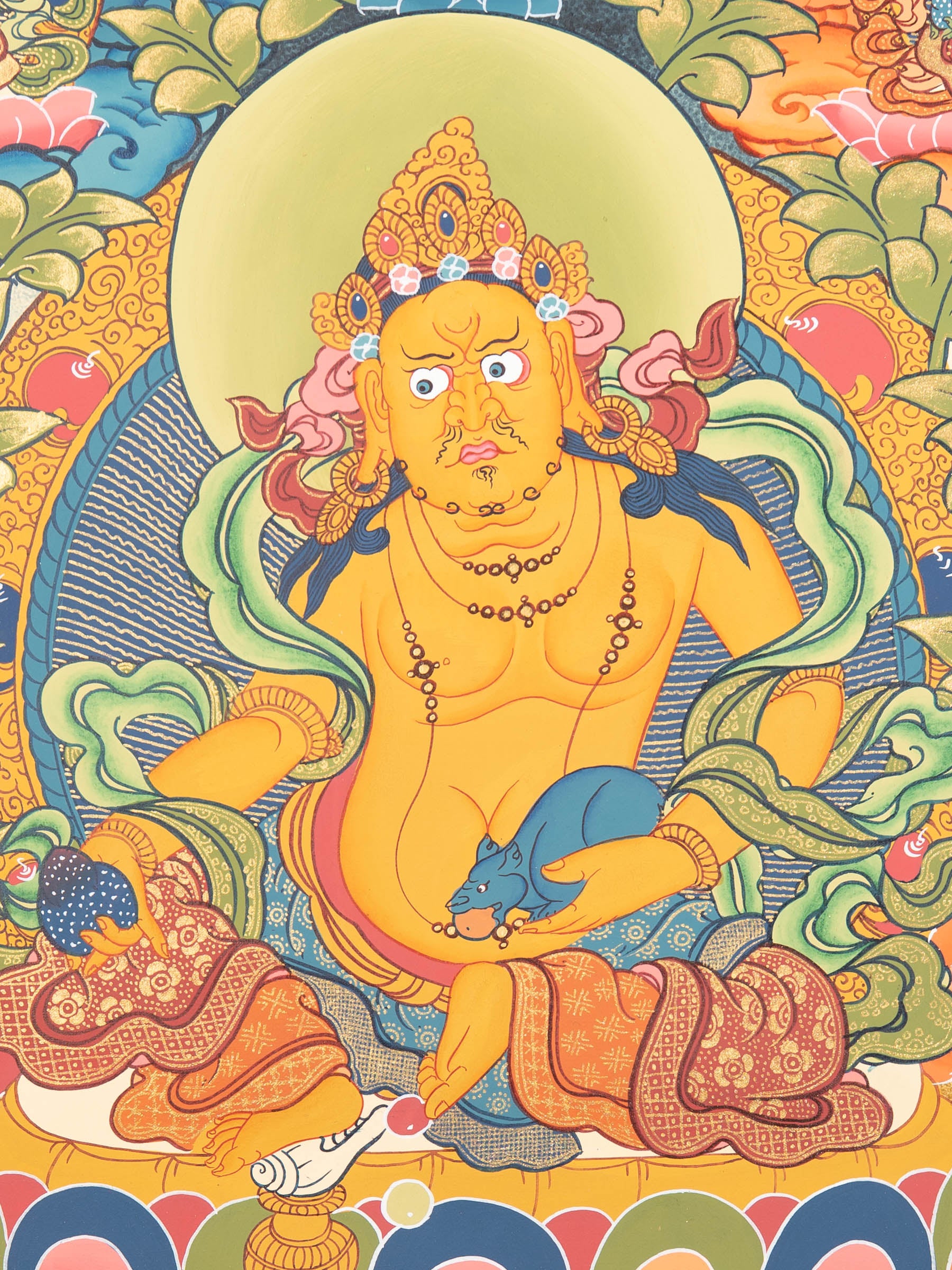Hand-Painted Zambala Thangka - Sacred Tibetan Art