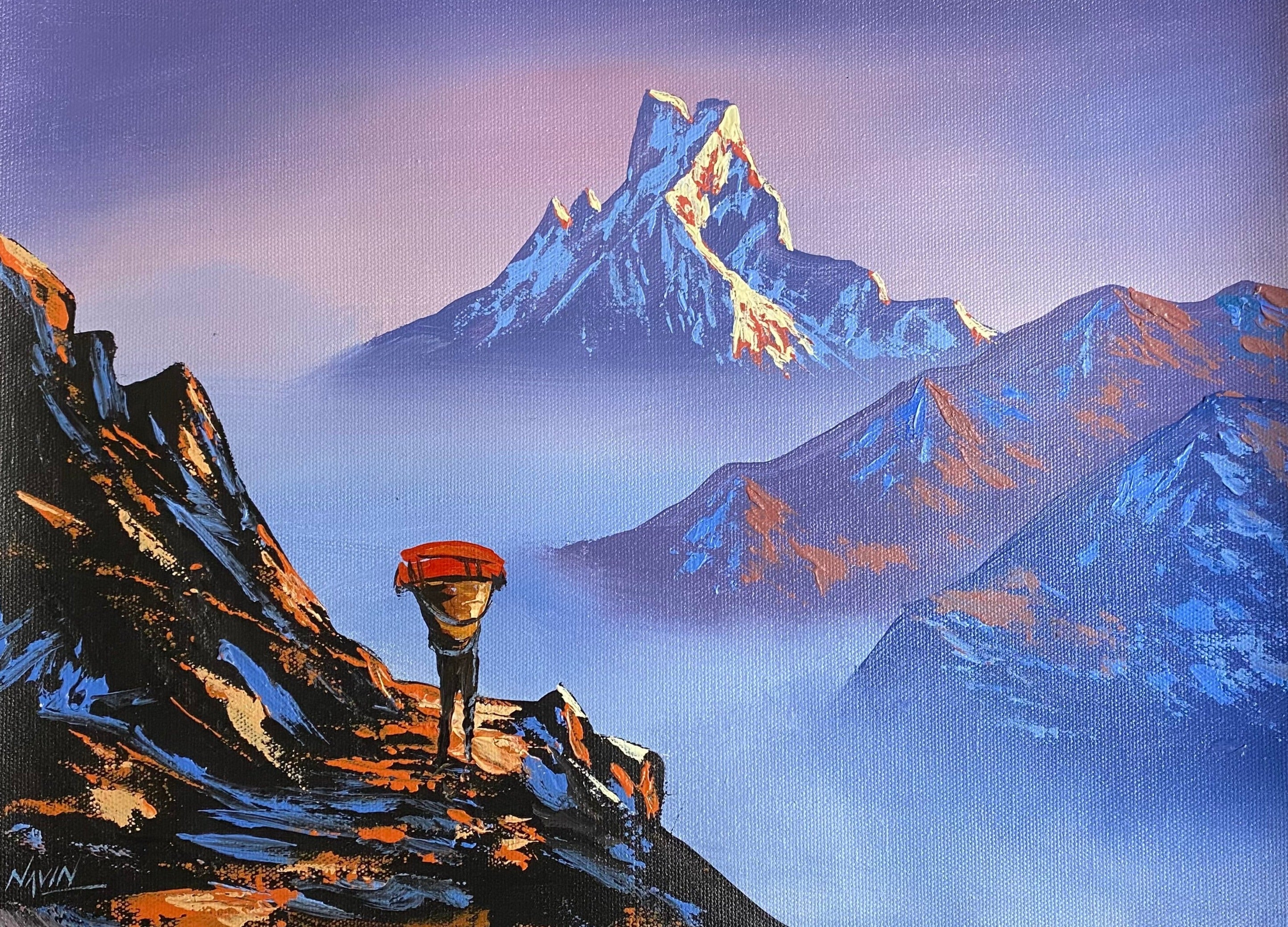 Oil Painting of Mount Fish Tail.