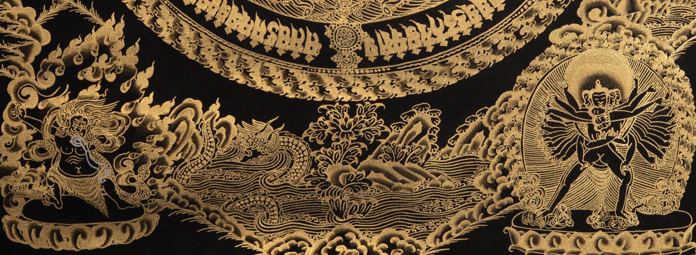 Kalachakra Mandala Thangka with 5 Wisdom Buddha - Sacred Tibetan Painting