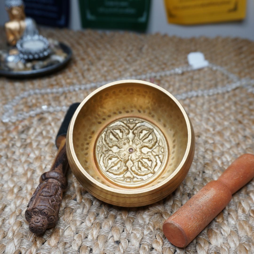 Vajra Symbol of Purification | Carved Singing Bowl - Lucky Thanka