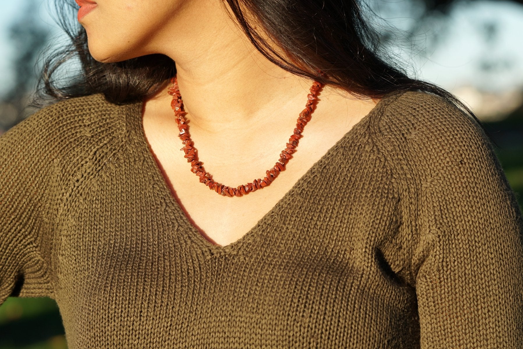 Red Jasper Chips crystal necklace - Lucky Thanka
