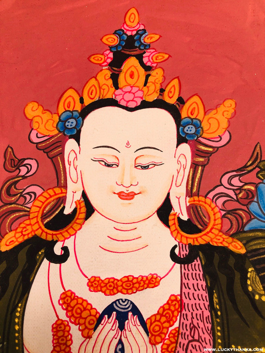 Beautiful Chenrezig Thangka Hand Painting - Lucky Thanka