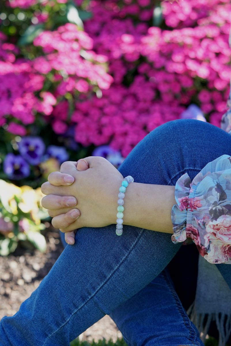 100% Natural Stone Wrist Mala Bracelet | Handmade Stretchable Bracelet - Lucky Thanka