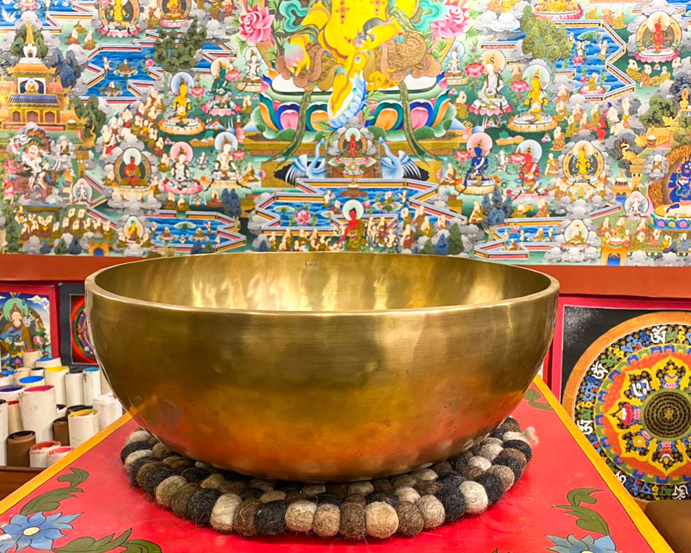 Large Size Tibetan Singing Bowl - 18 inch handmade large size bowl - LuckyThanka