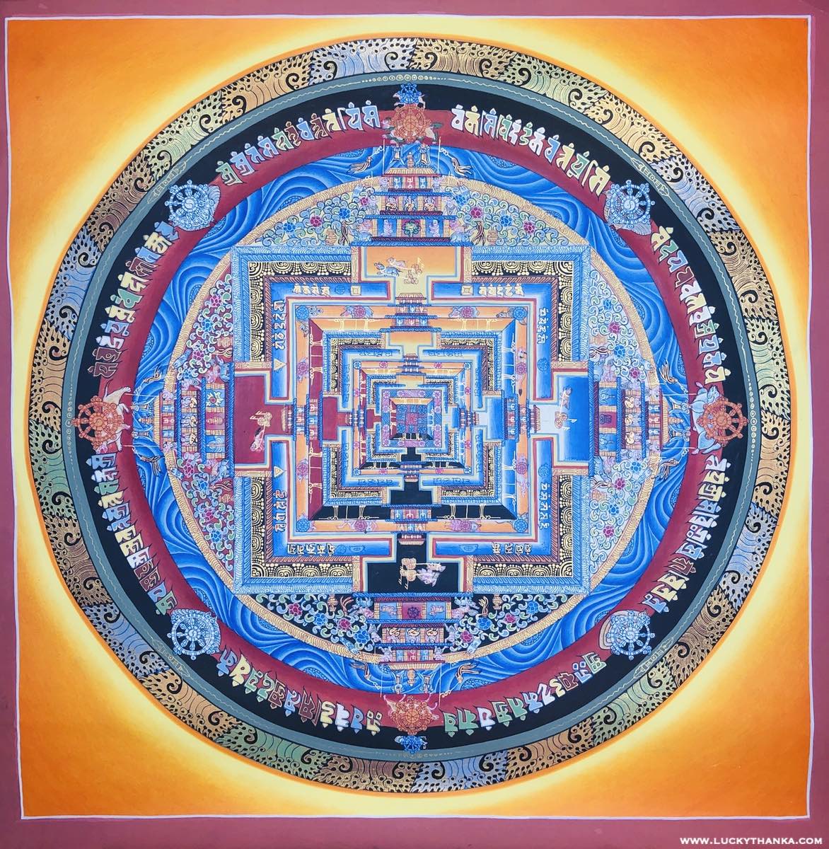 Kalchakra Mandala Thangka Painting with Various Color - Lucky Thanka