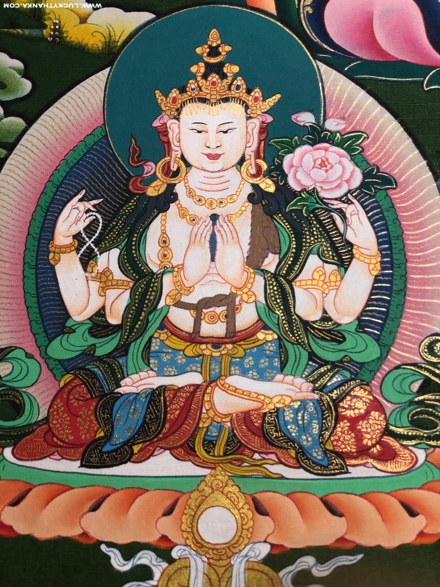 Perfect Wisdom Manjushri Thangka Painting - Lucky Thanka