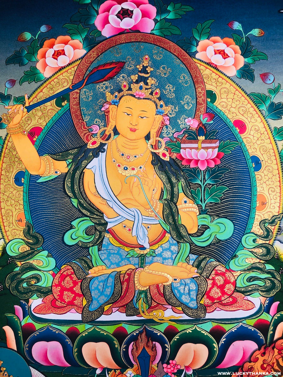 Perfect Wisdom Manjushri Thangka Painting - Lucky Thanka
