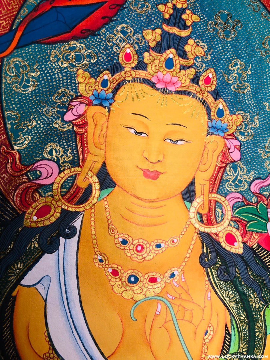 Perfect Wisdom Manjushri Thangka Painting - Lucky Thanka