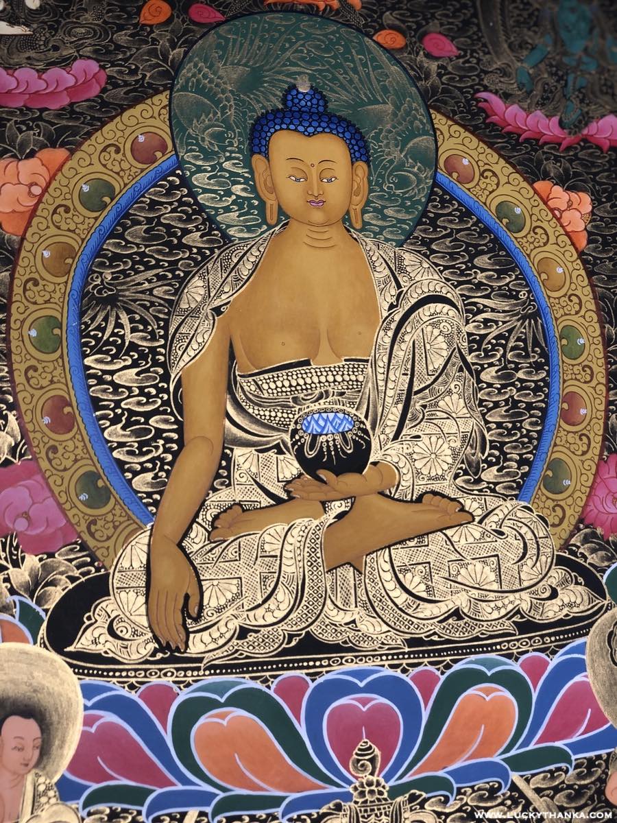 Shakyamuni Buddha Thangka | Gold Painted - Lucky Thanka