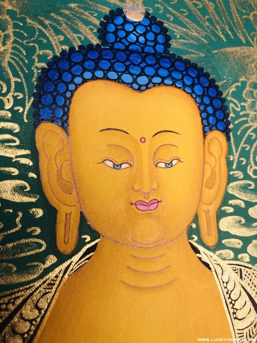 Shakyamuni Buddha Thangka | Gold Painted - Lucky Thanka