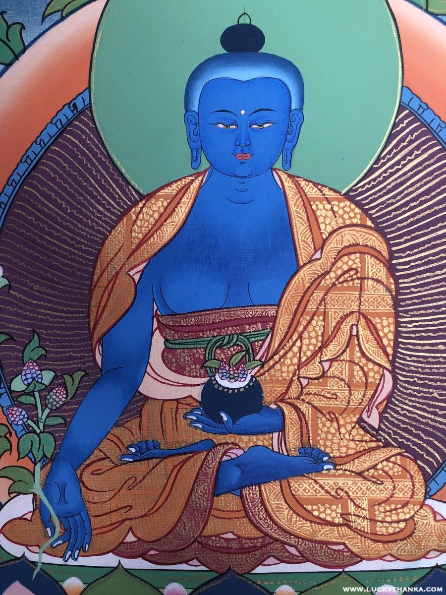 Thangka of Medicine Buddha art - Lucky Thanka