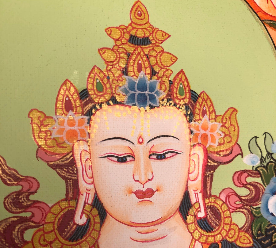 4 armed kuan qin (Chenrezig) Tibetan Thangka Painting - Lucky Thanka