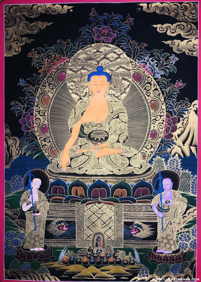 Shakyamuni Buddha Gold Thangka Paint - Lucky Thanka