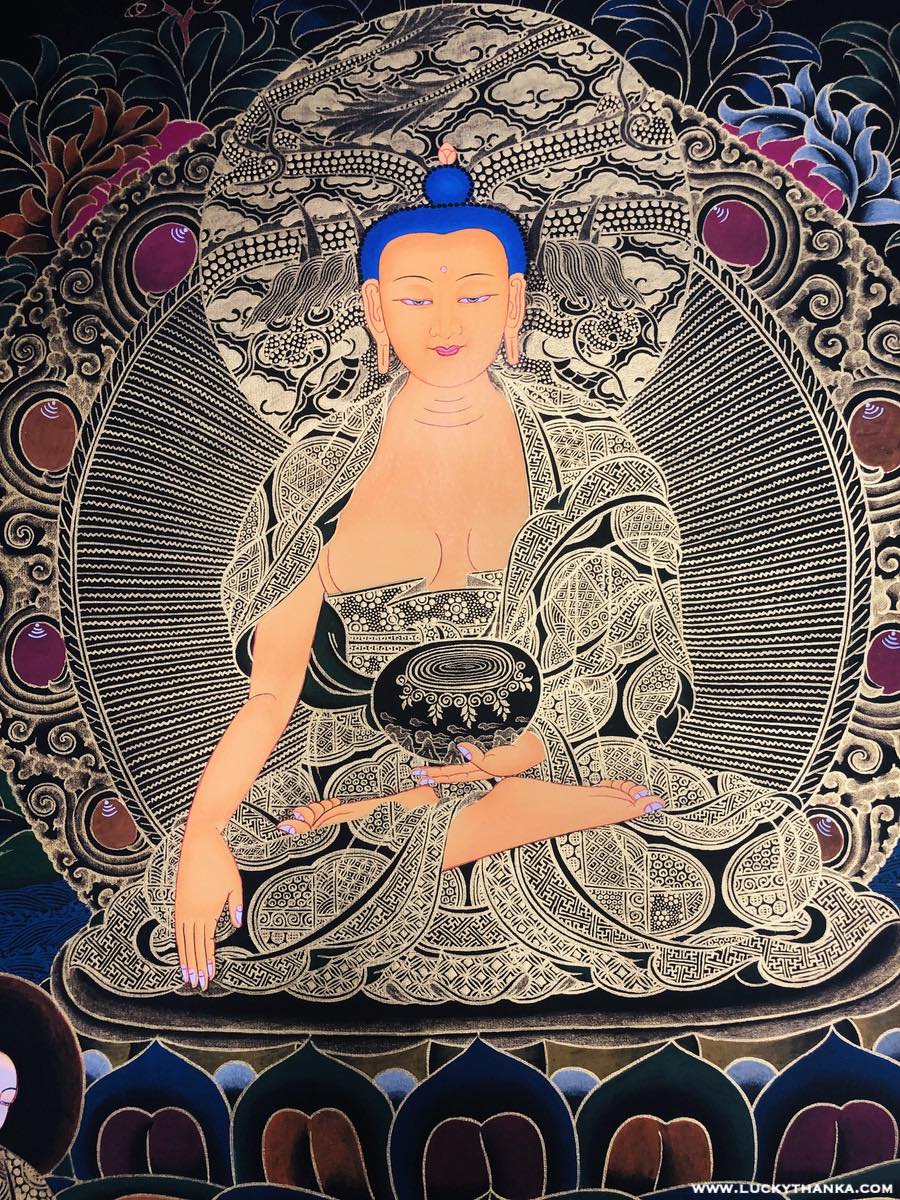Shakyamuni Buddha Gold Thangka Paint - Lucky Thanka