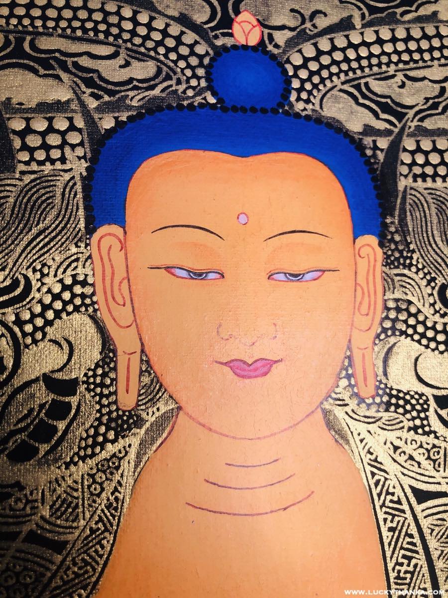 Shakyamuni Buddha Gold Thangka Paint - Lucky Thanka