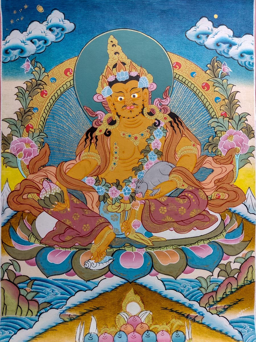 Tibetan Dzambala Thangka - Lucky Thanka