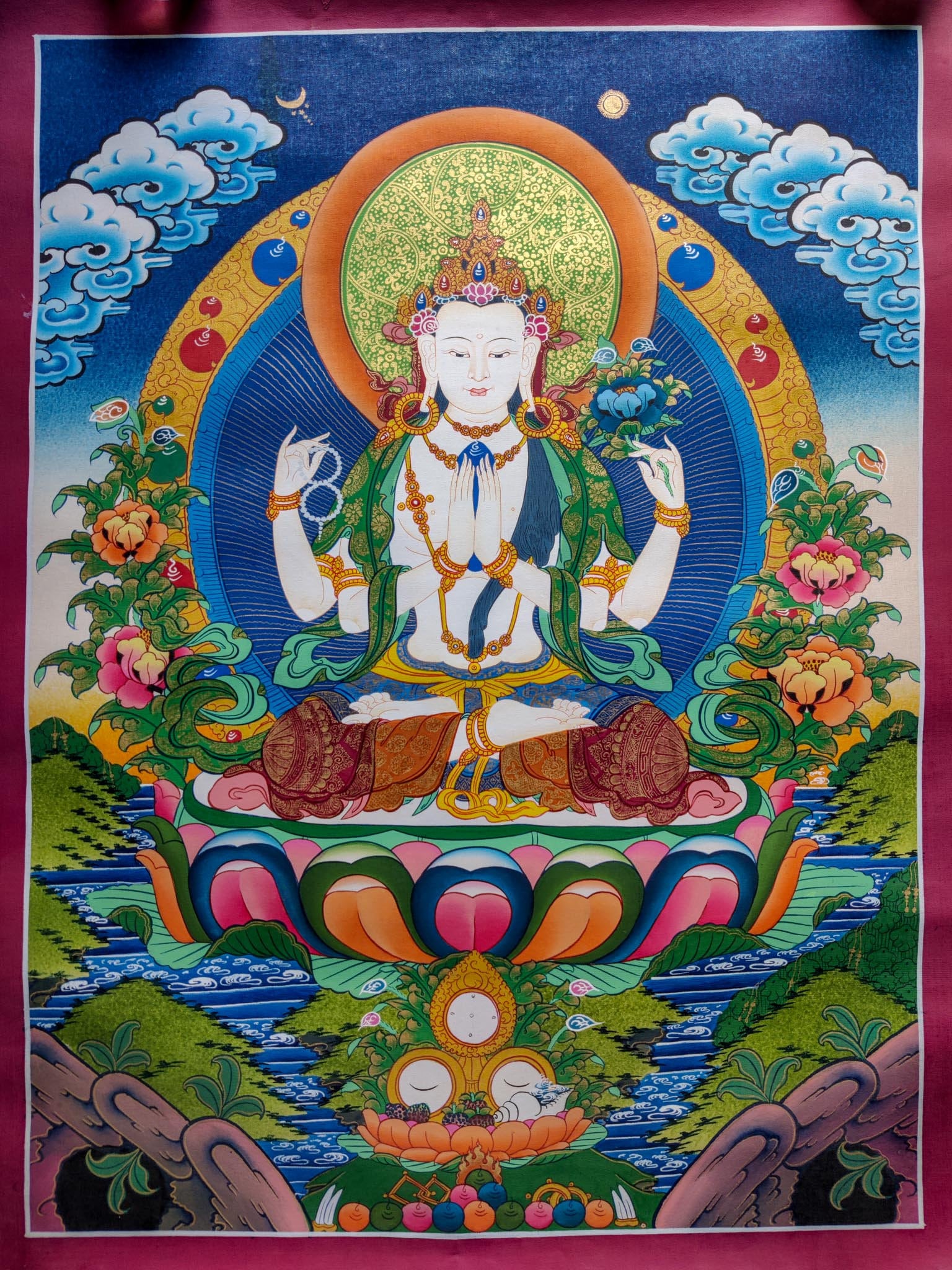 Chenrezig Compassionate Buddha - Lucky Thanka