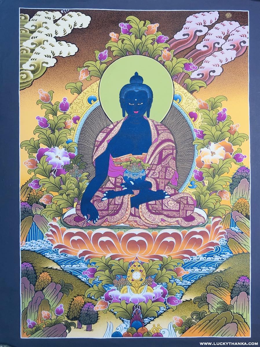 Medicine Buddha Healer Thangka Painting - Lucky Thanka