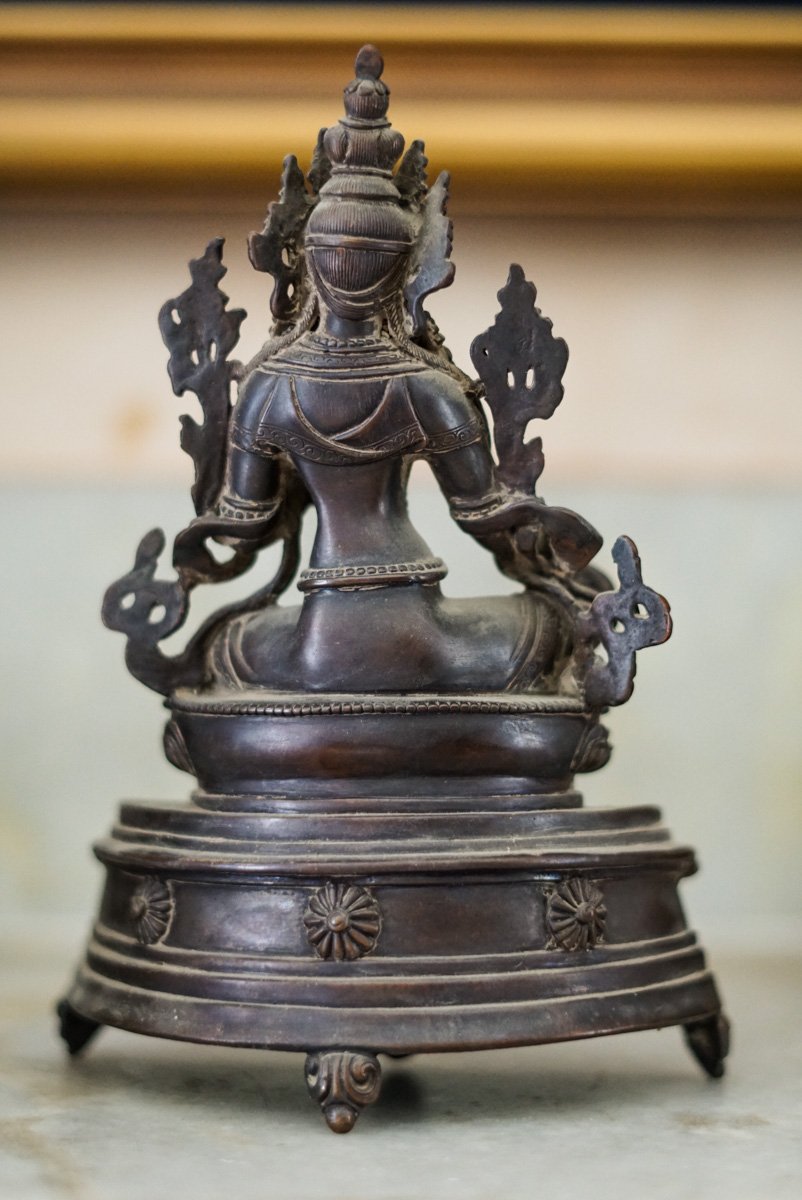 Copper Oxidized Green Tara Statue - Lucky Thanka