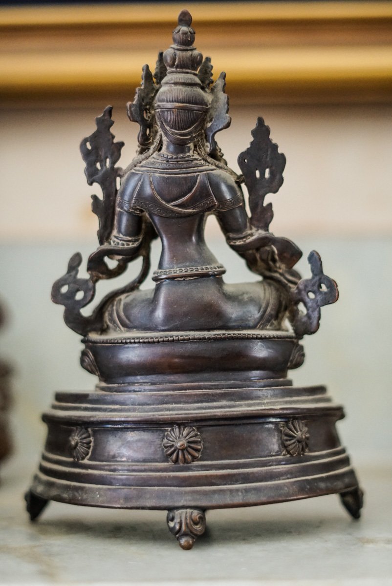 Copper Oxidized Green Tara Statue - Lucky Thanka