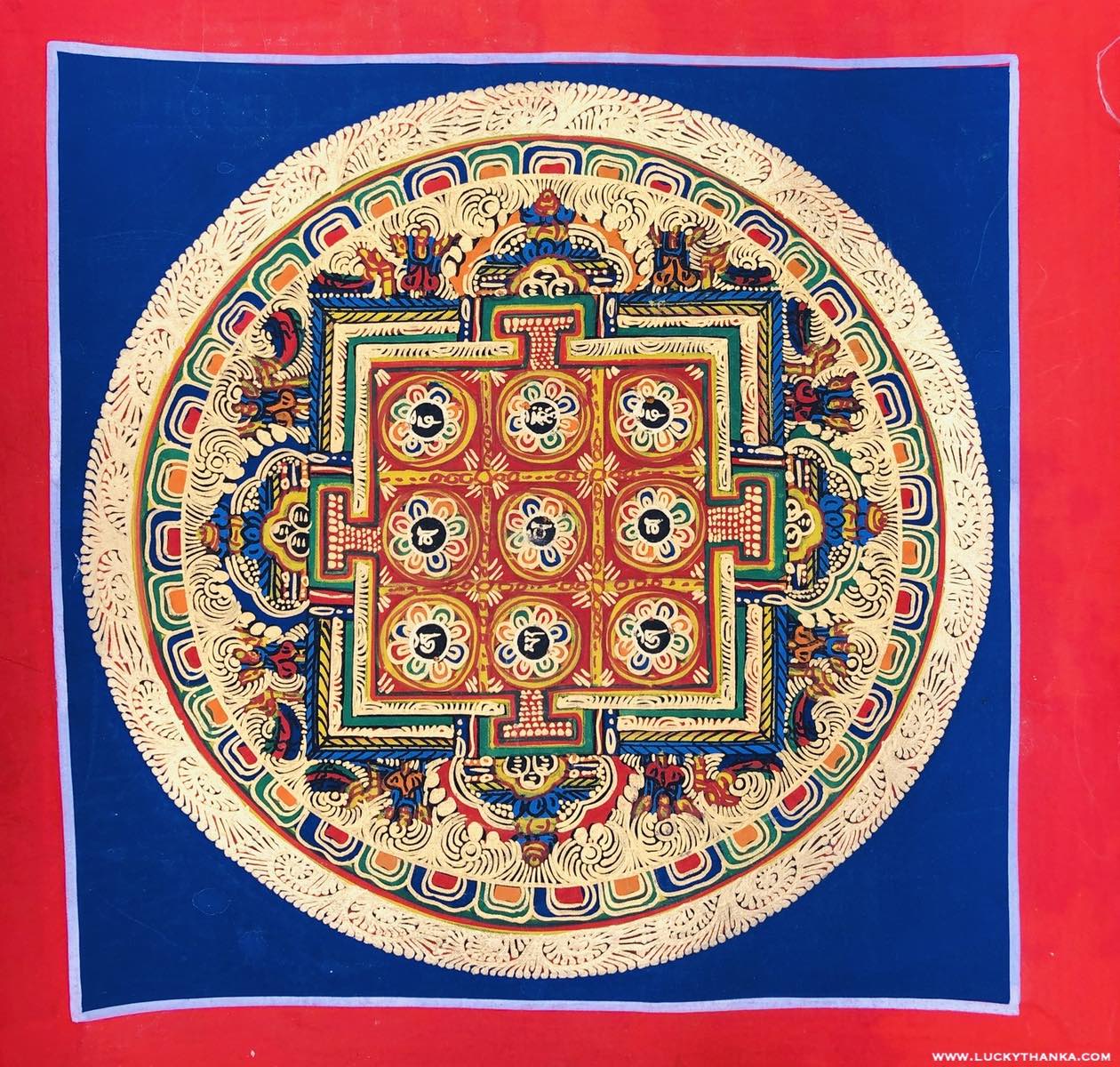 OM AH HUM Thangka for Mindfulness Meditation or Decoration - Lucky Thanka